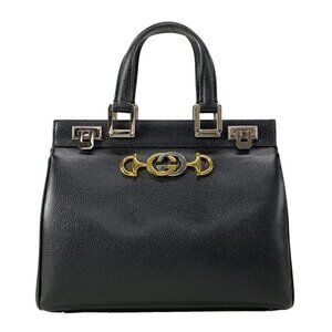 GUCCI Zoomi Small Top Handle Bag 569712 Black Leather - Handbag